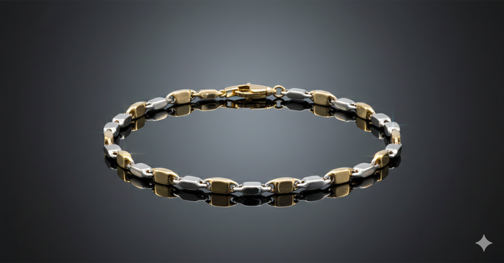 Monzario - 14krt bicolor gouden armband 3.0mm | 19,5cm
