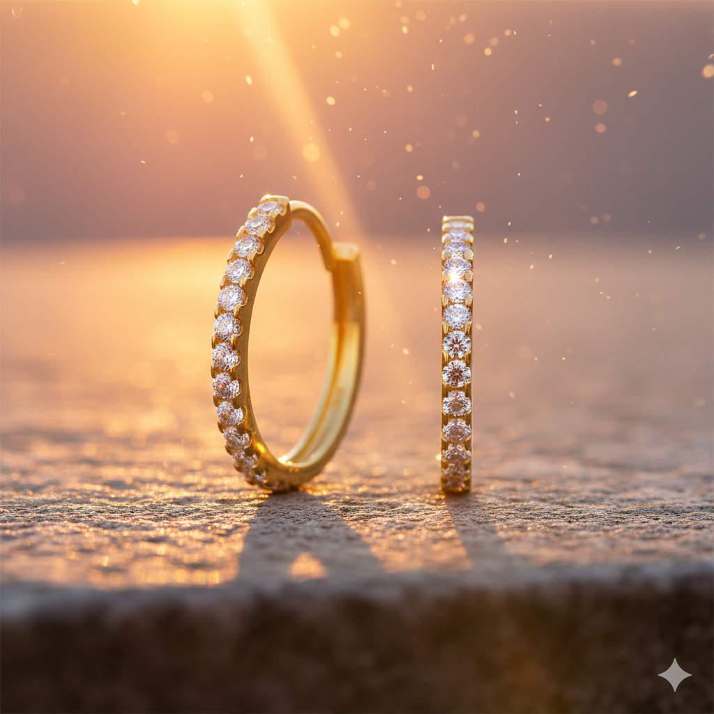 14krt geelgouden klapoorringen met zirkonia | 1,5x16mm