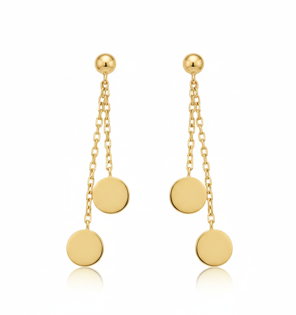 14krt geelgouden oorhangers | 38x6mm