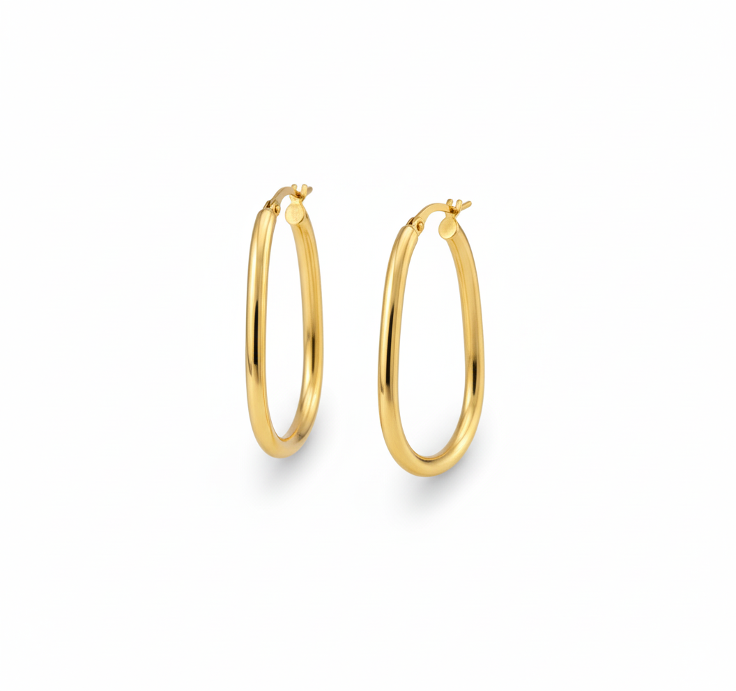 14krt geelgouden oorringen 3mm | 40x23mm
