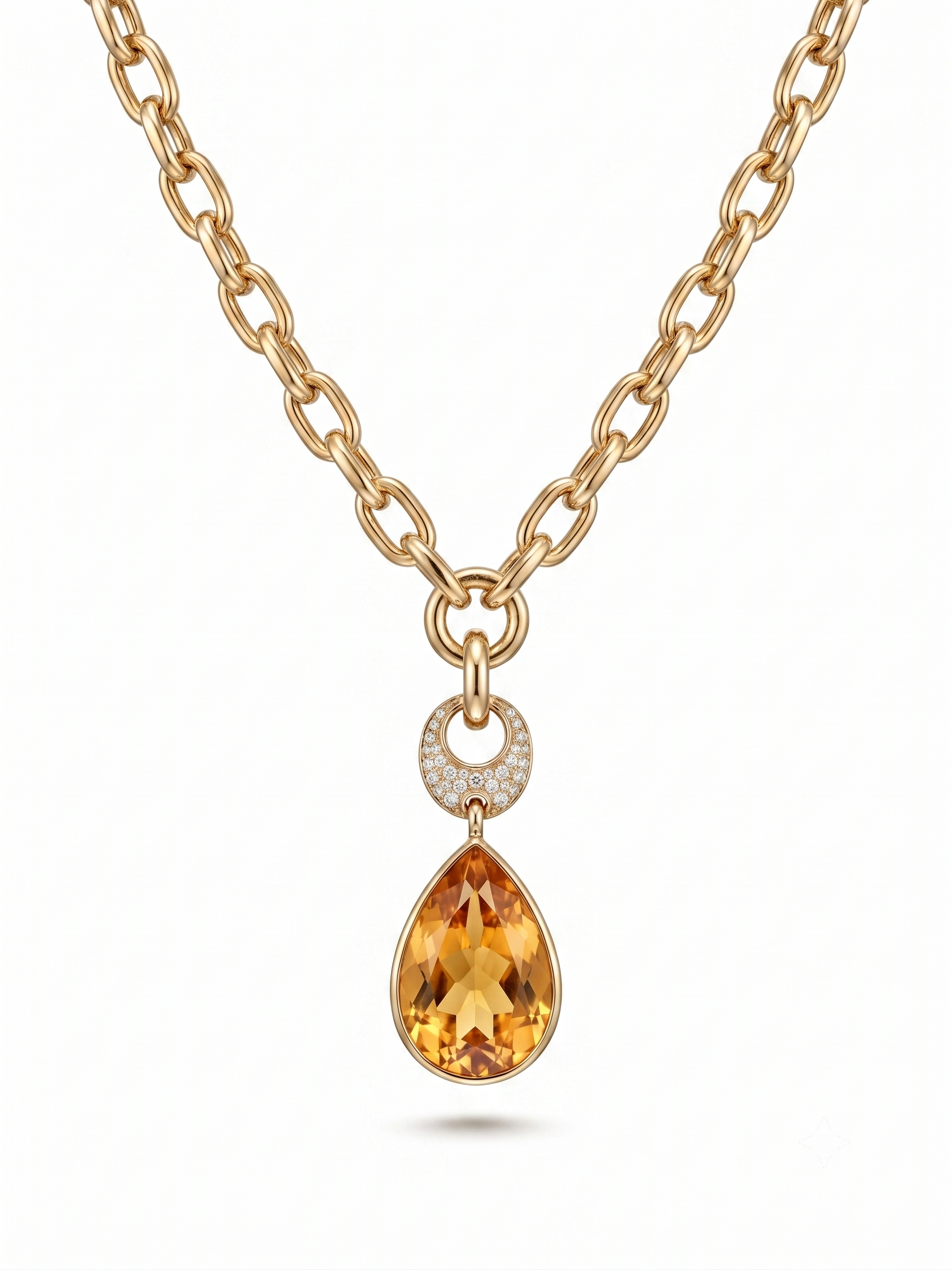 14krt geelgouden collier met 0.19ct briljant & citrien | 45cm
