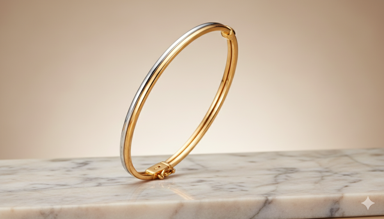 14krt bicolor gouden bangle | 60x3mm