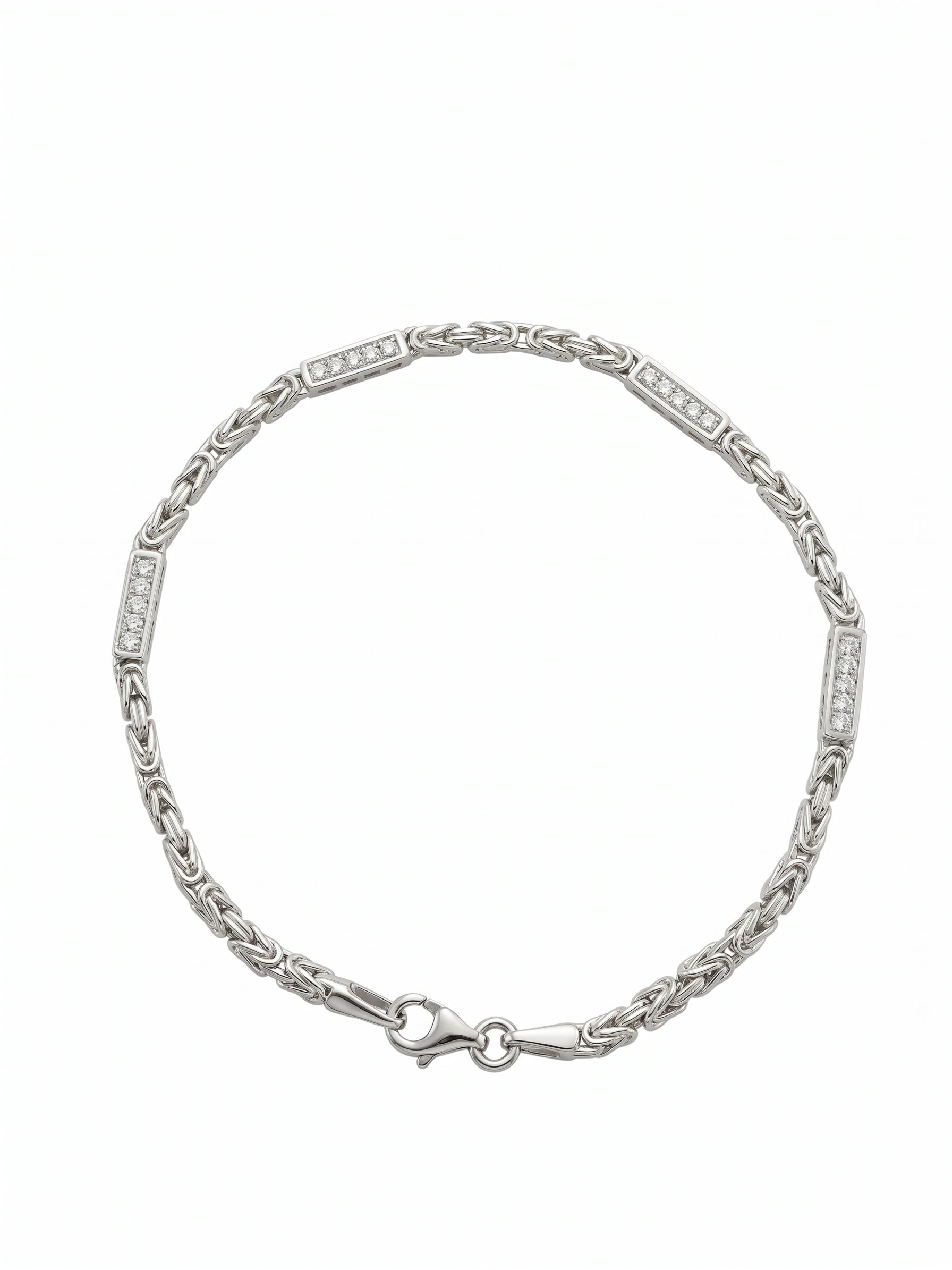 Zilveren armband koningsschakel 2.5mm met witte zirconia | 20cm