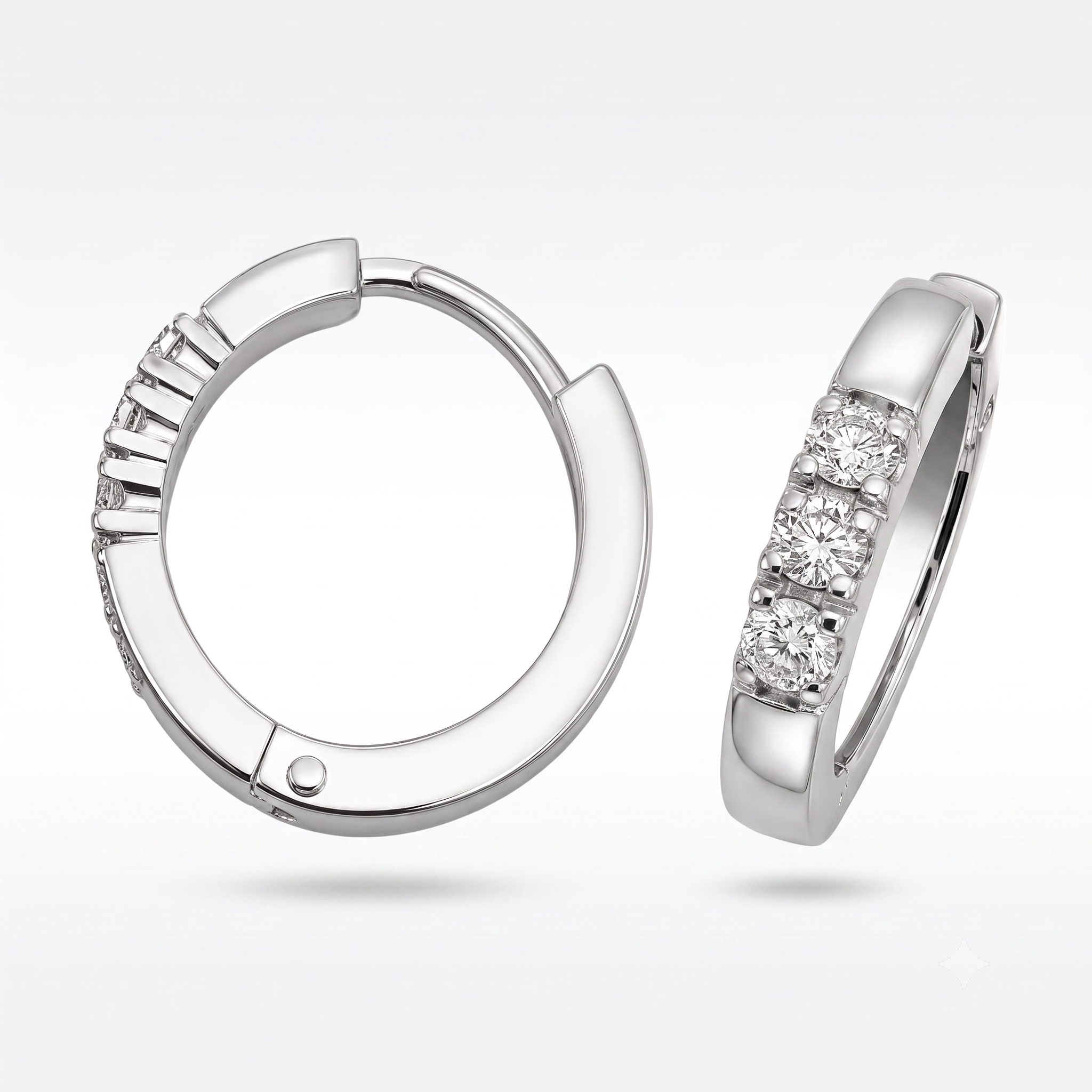 14krt witgouden oorringen met diamant 6-0.18ct HSI | 16x2.5mm