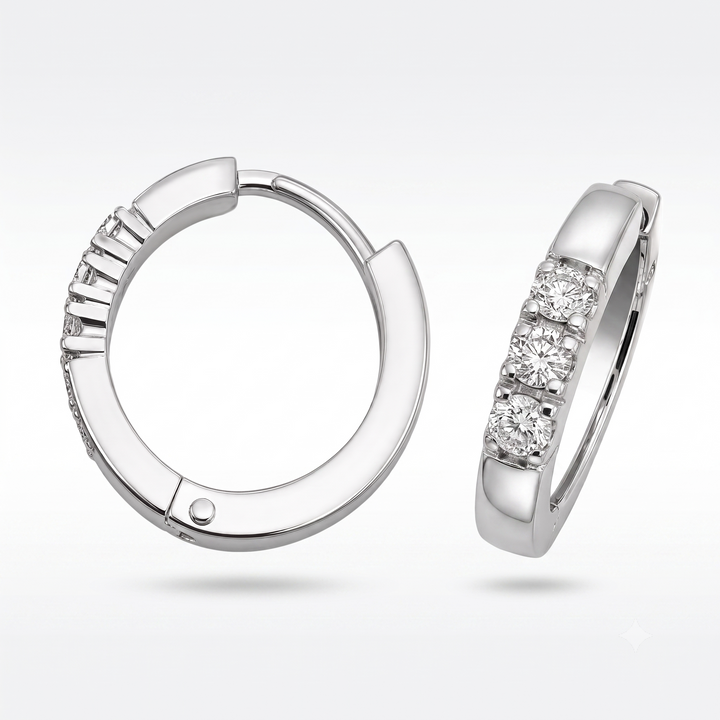 14krt witgouden oorringen met diamant 6-0.18ct HSI | 16x2.5mm