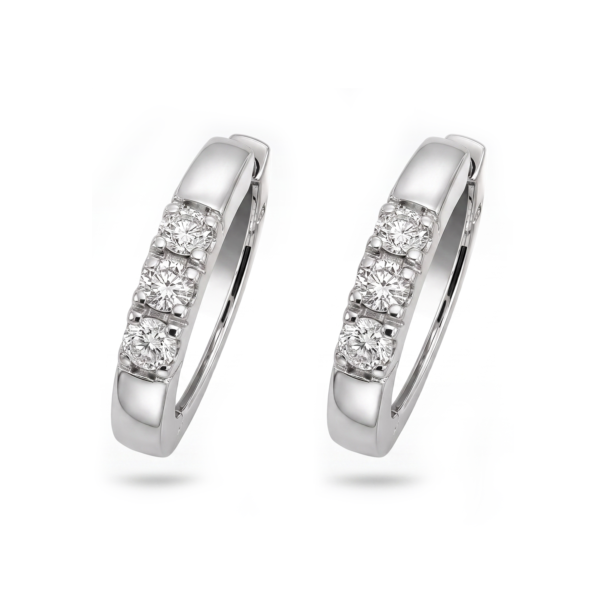 14krt witgouden oorringen met diamant 6-0.18ct HSI | 16x2.5mm