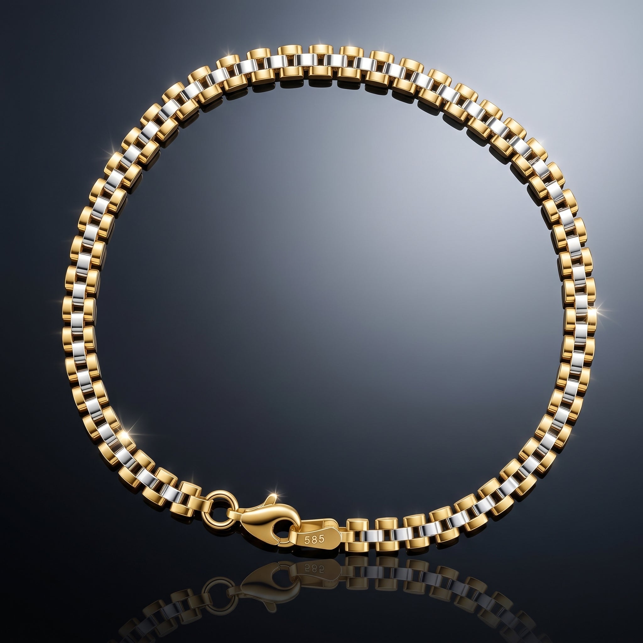 14krt bicolor gouden armband Pantere 4.0mm | 19cm