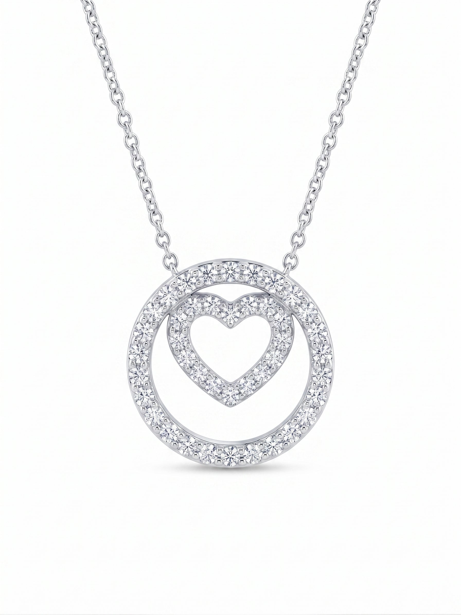 14krt witgouden collier met briljant 0.18ct HSI | 42cm