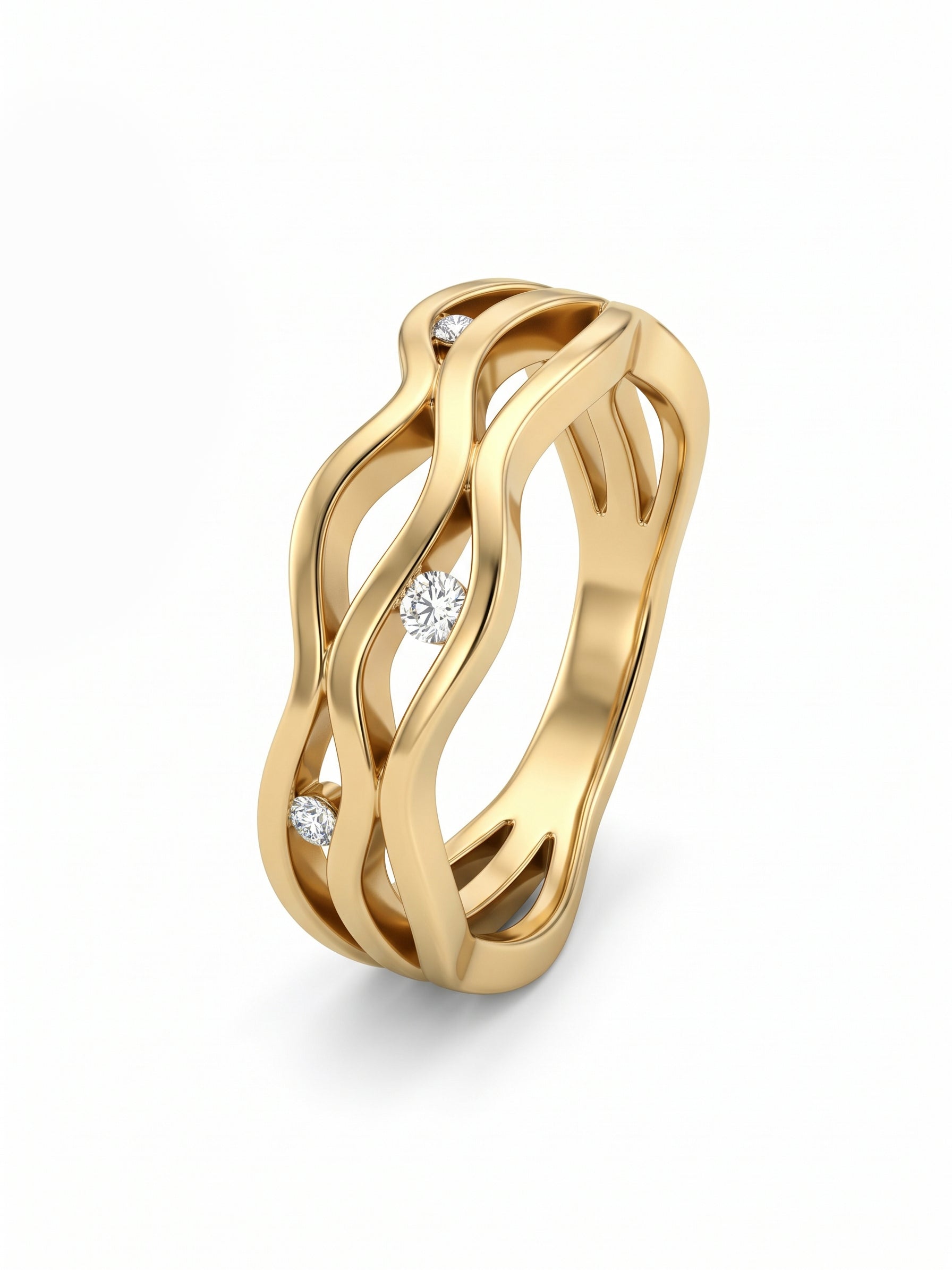 14krt geelgouden ring met briljant 3-0.06ct HSI | mt 54