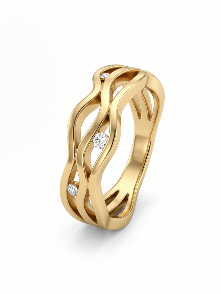 14krt geelgouden ring met briljant 3-0.06ct HSI | mt 54