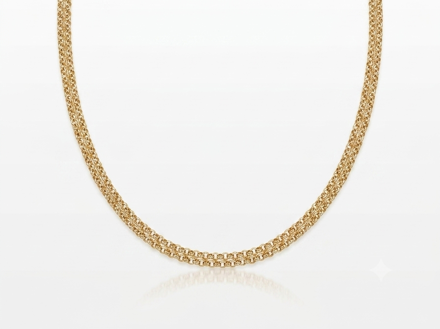 14krt geelgouden lengtecollier anker 2 rijen 1,8mm | 45cm
