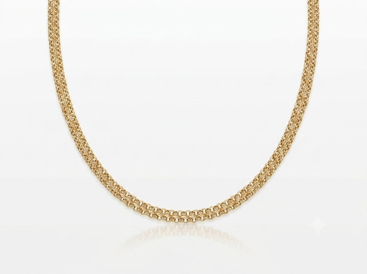14krt geelgouden lengtecollier anker 2 rijen 1,8mm | 45cm
