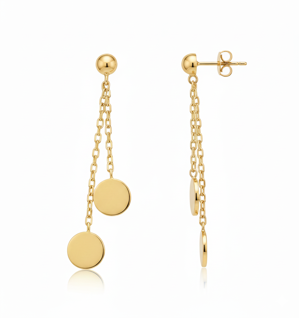 14krt geelgouden oorhangers | 38x6mm