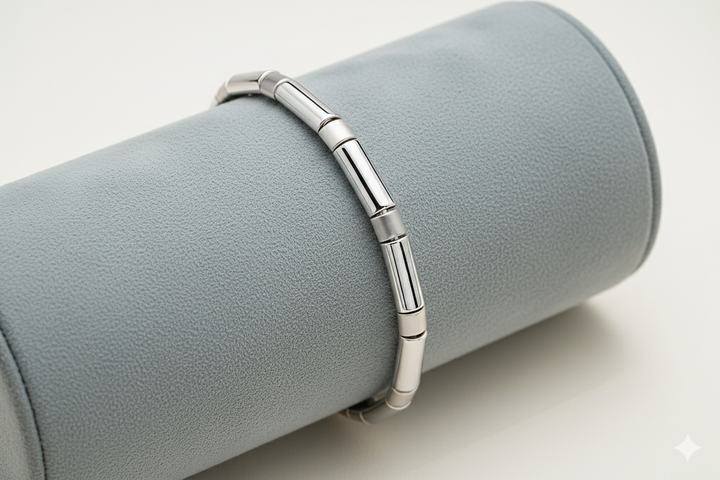 14krt witgouden armband 5mm mat & gepolijst | 19cm