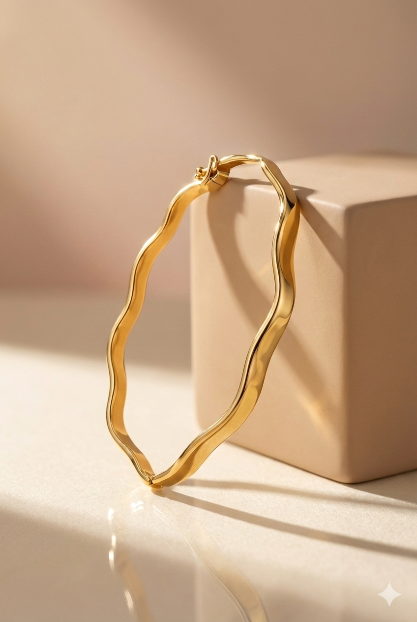 14krt geelgouden bangle met scharnier | 60x4mm
