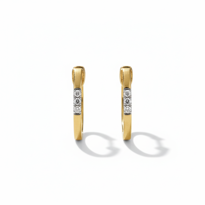14krt geelgouden klapoorringen met 6x0.03ct HSI diamant | 13x1mm
