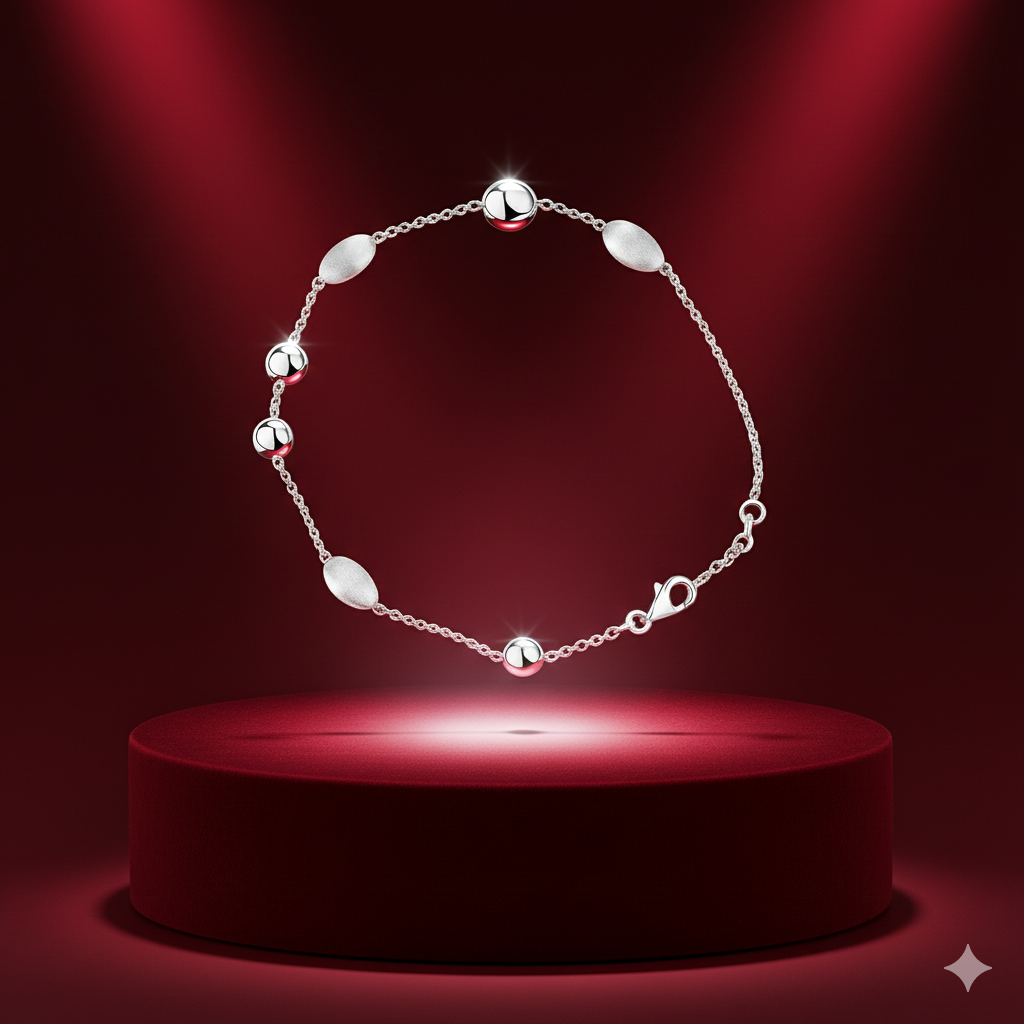 14krt witgouden armband met ijsmat bedels | 19cm
