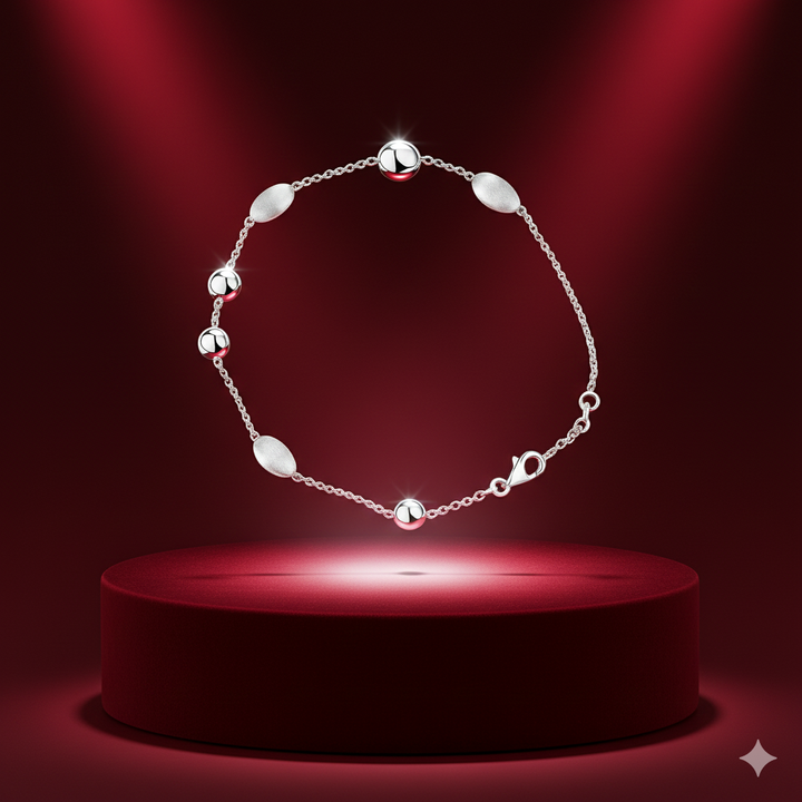 14krt witgouden armband met ijsmat bedels | 19cm