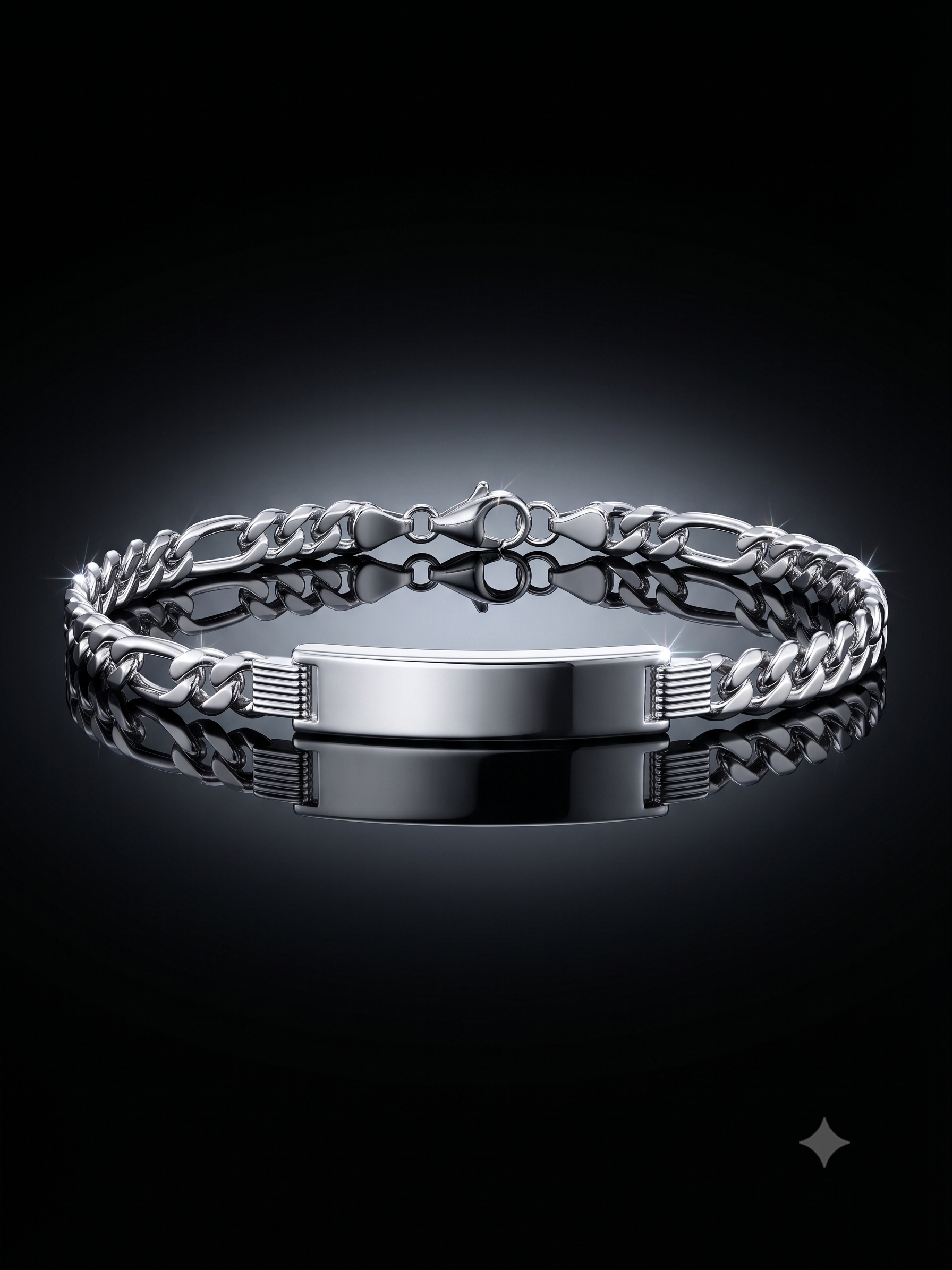Zilveren graveerarmband figaro plaat 8mm | 21cm