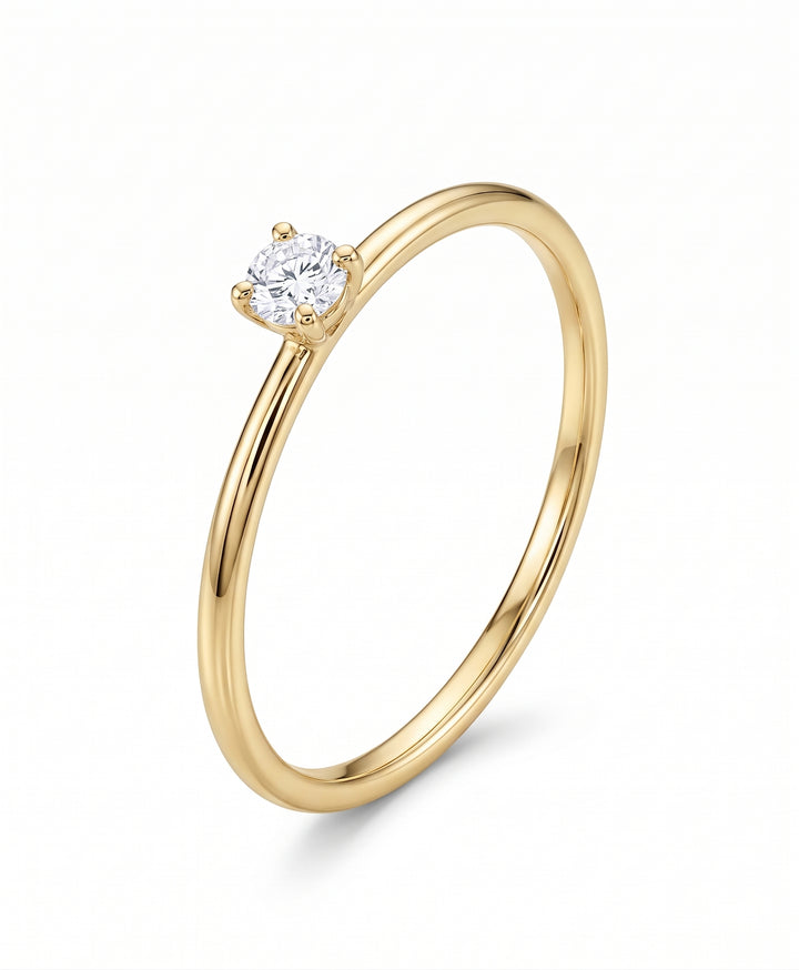 14kt geelgouden ring met zirkonia 2mm | mt 18