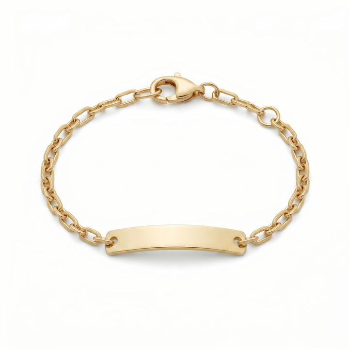 14krt geelgouden graveerarmband anker met plaat 4mm | 11-13cm