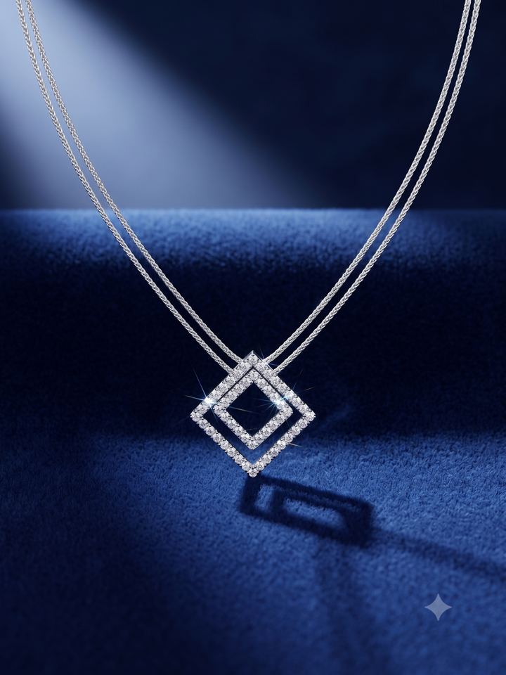 Damiani | 18krt witgouden collier met 52-0.70ct briljant hanger | 45cm