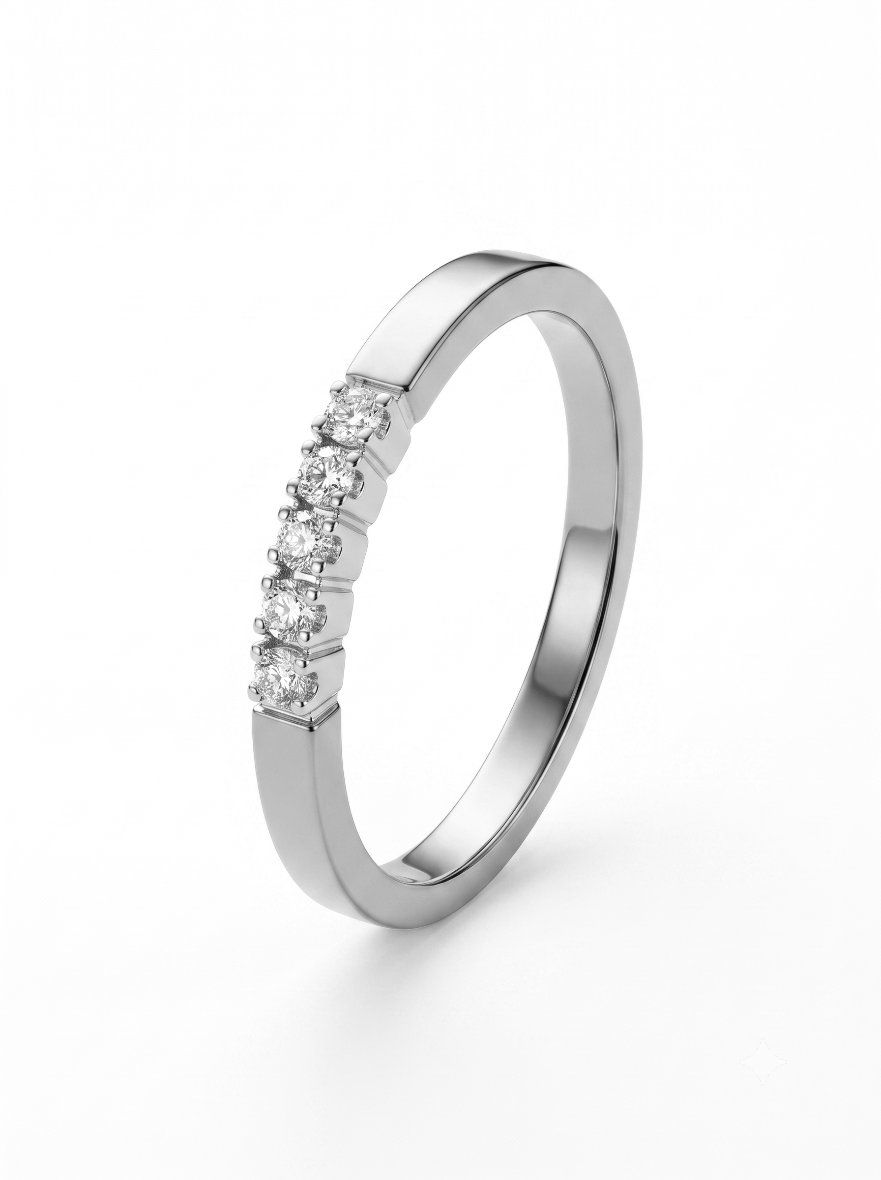 14krt witgouden memoire ring 5-0.075ct TW-VS/SI