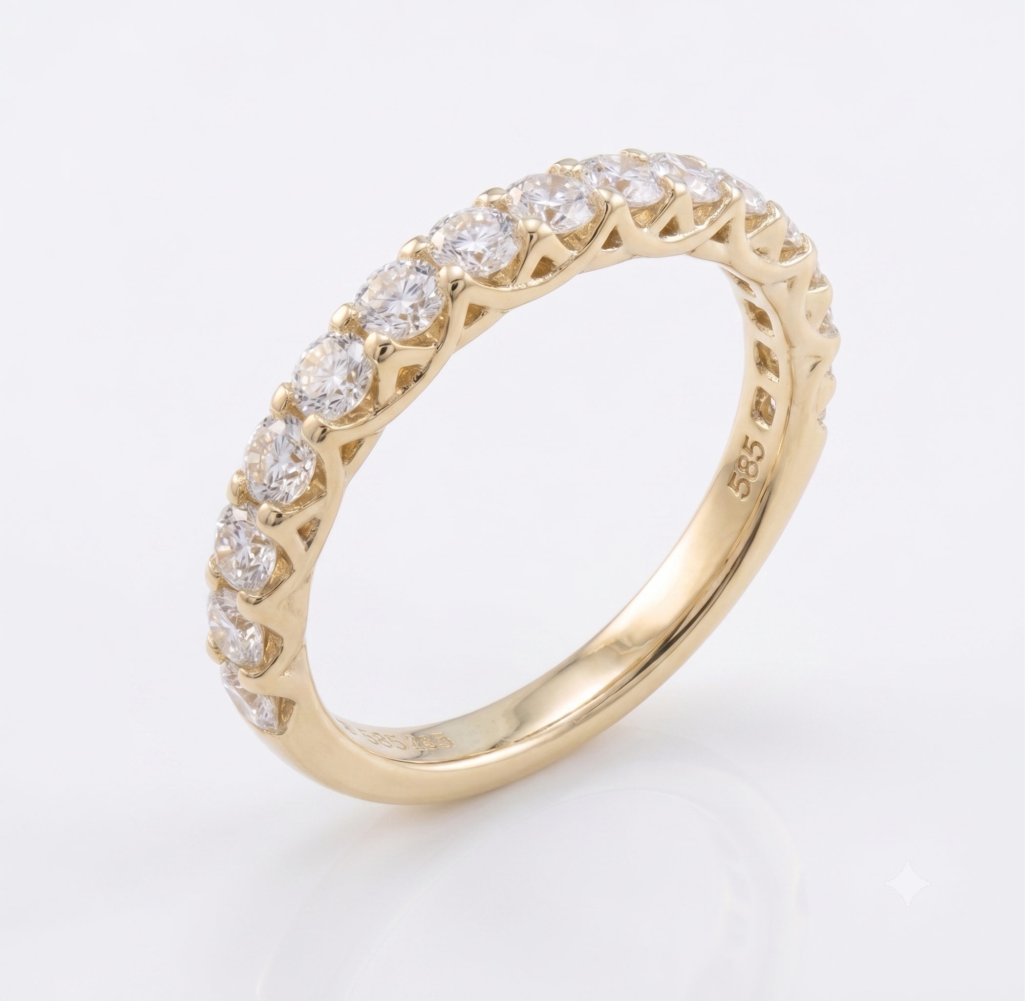14krt geelgouden ring met 19-0.45ct diamant HSI