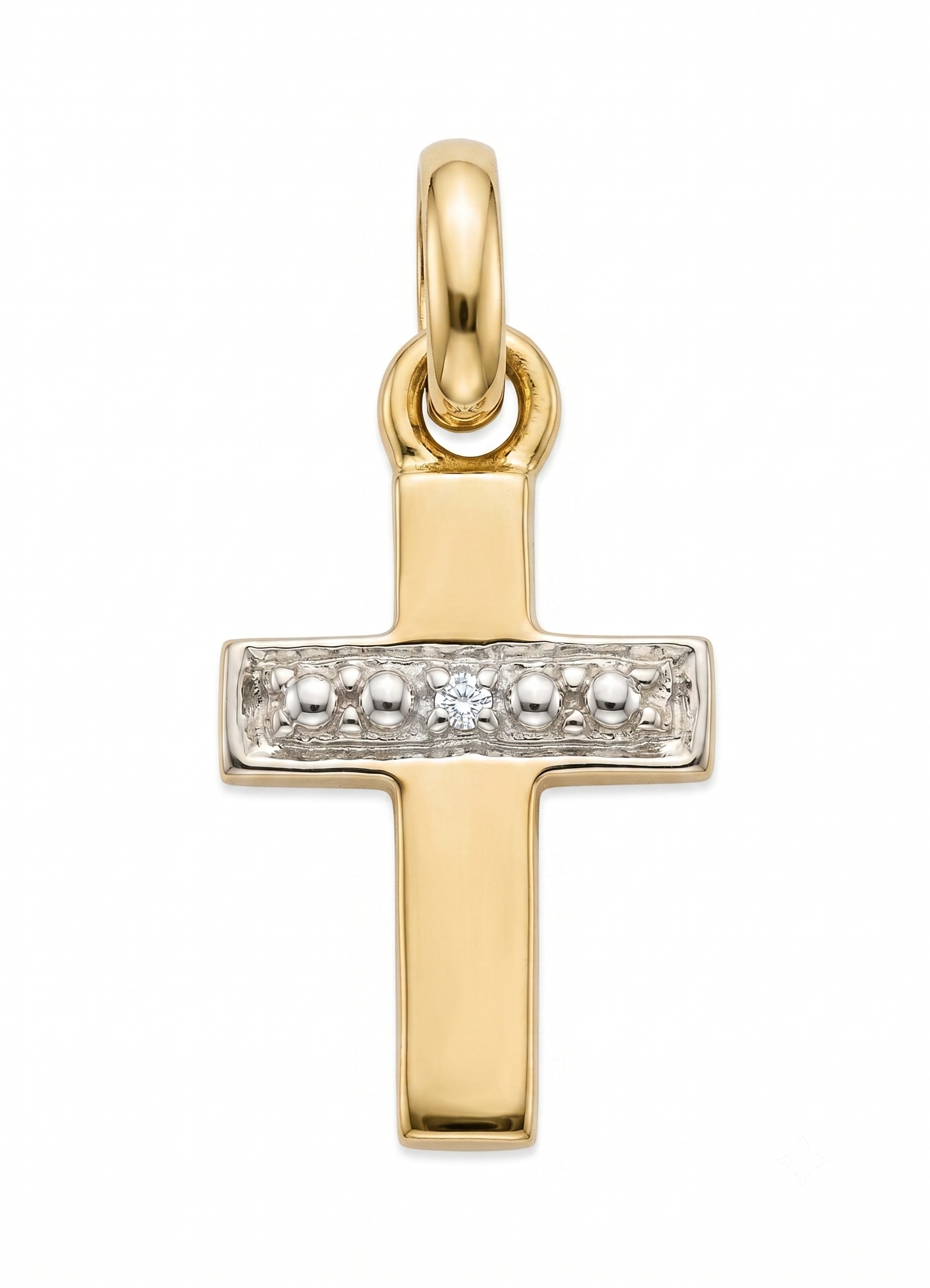 14krt geelgouden hanger kruis zirkonia 14x8mm