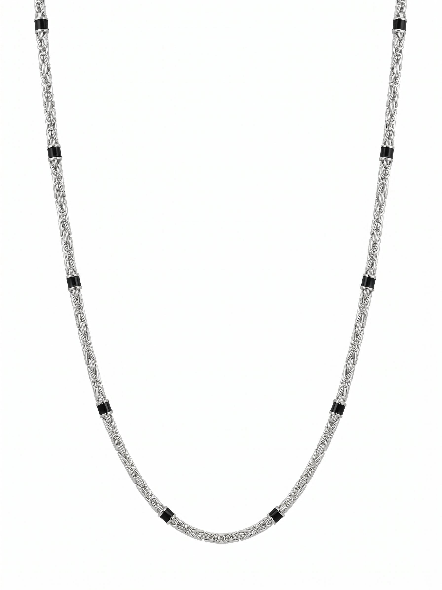 Zilveren collier koningsschakel 2.5mm met zwarte onyx | 55cm