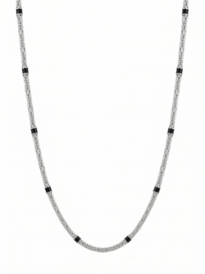 Zilveren collier koningsschakel 2.5mm met zwarte onyx | 55cm