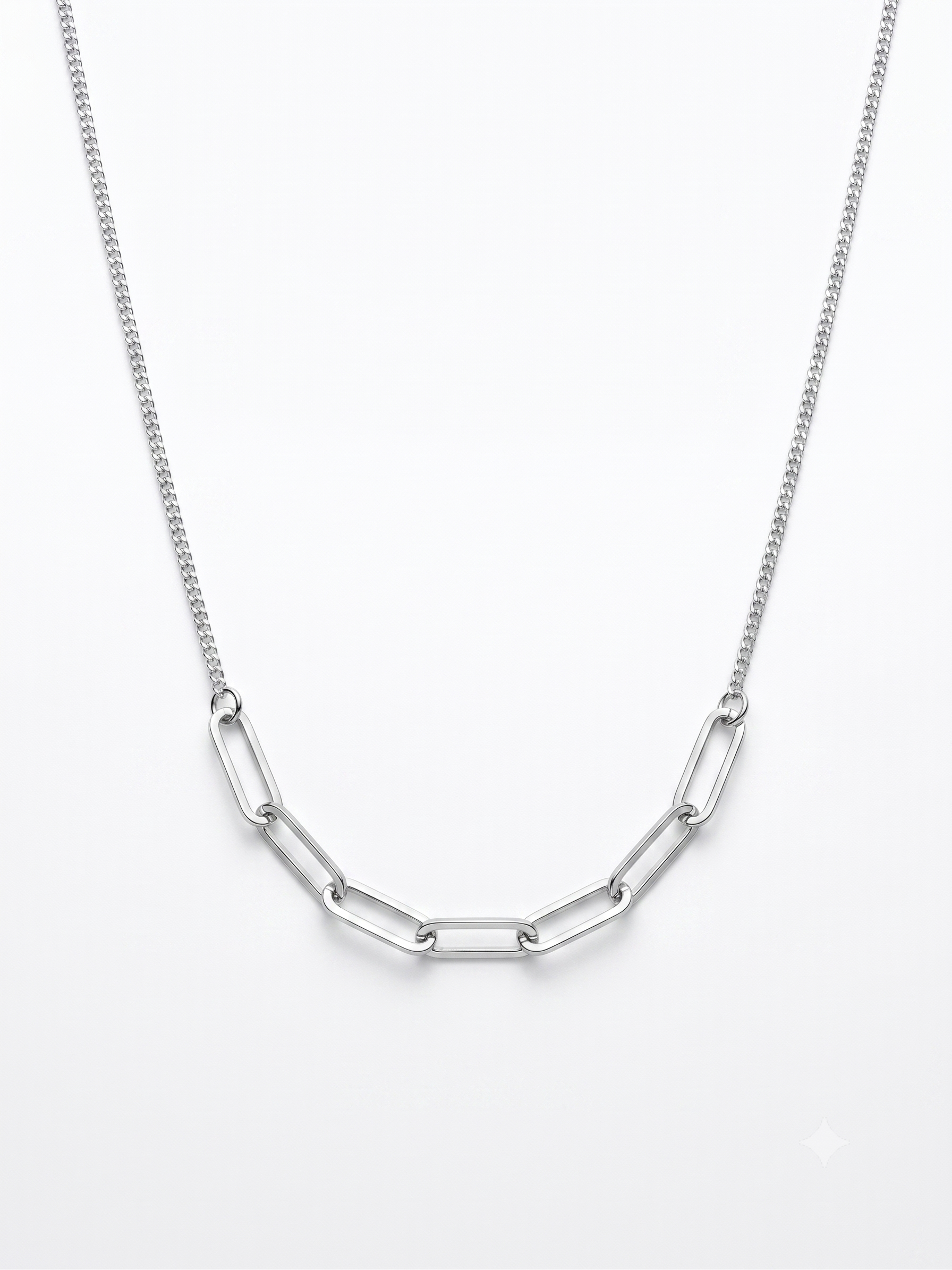 Zilveren collier gourmette/paperclip | 42-45cm