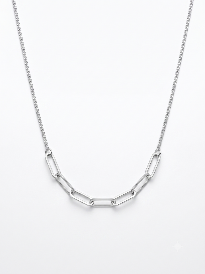 Zilveren collier gourmette/paperclip | 42-45cm