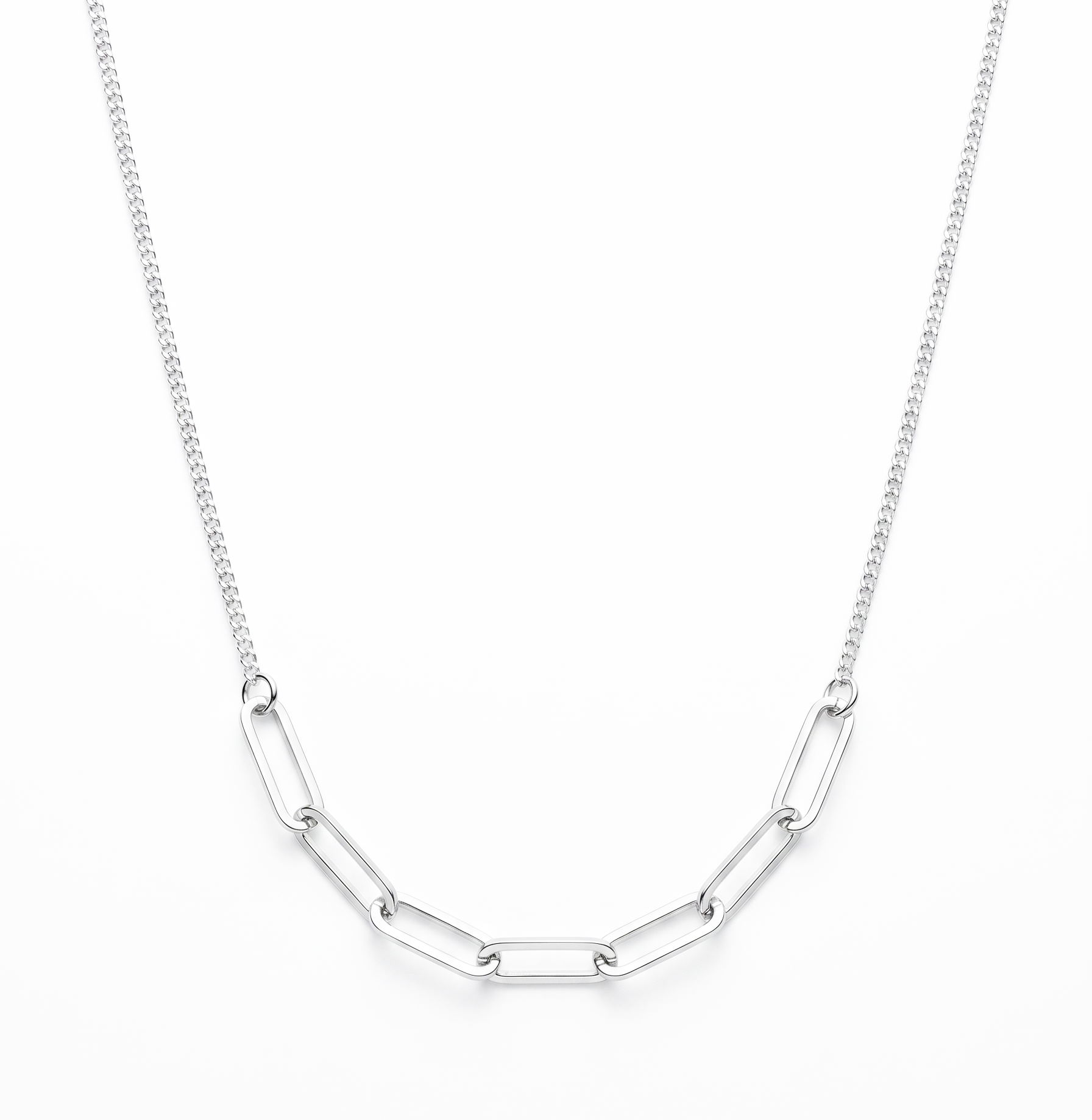 Zilveren collier gourmette/paperclip | 42-45cm
