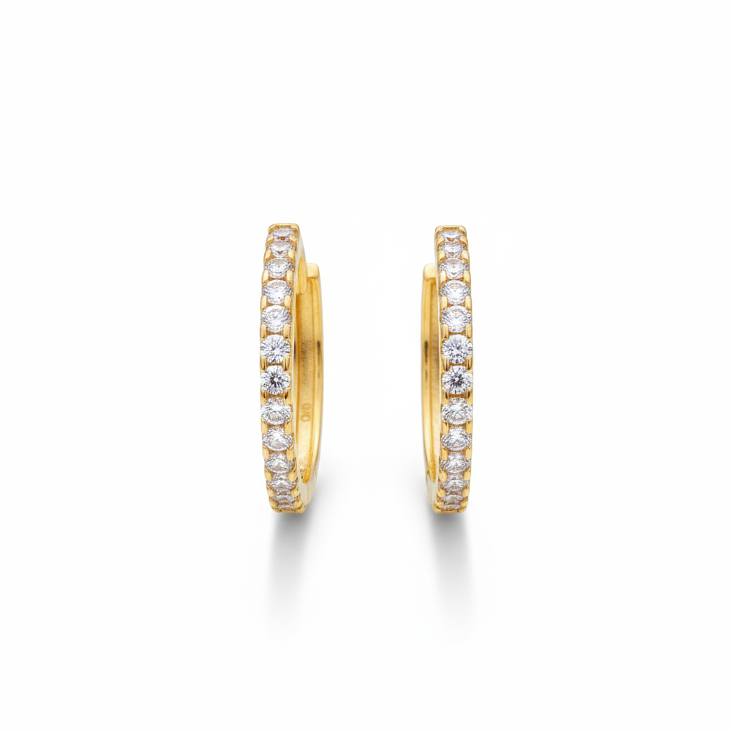 14krt geelgouden klapoorringen met zirkonia | 1,5x16mm