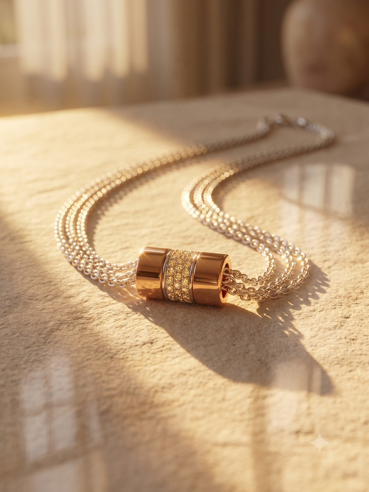 14krt wit -en roségouden collier met briljant hanger 14-0.17ct | 42cm