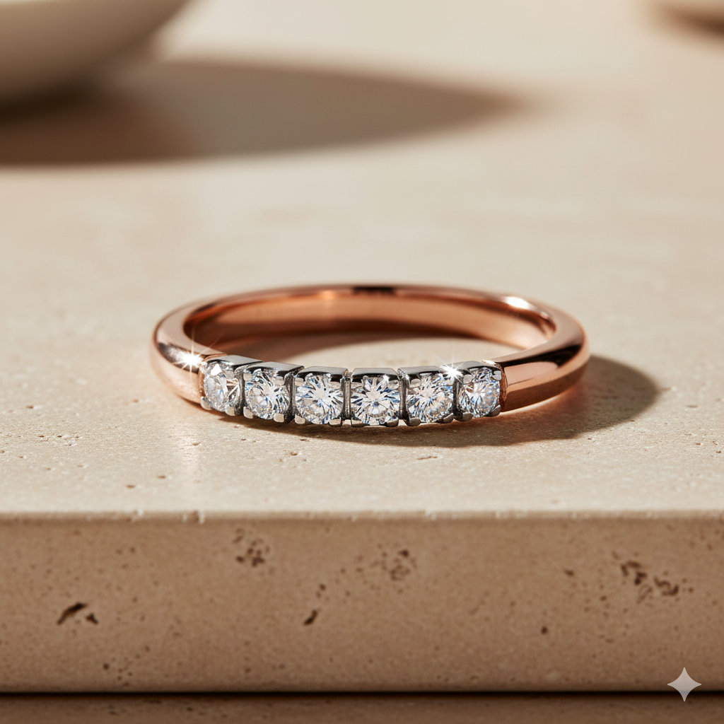 14krt rosé gouden memoire ring 5-0.15ct GVS