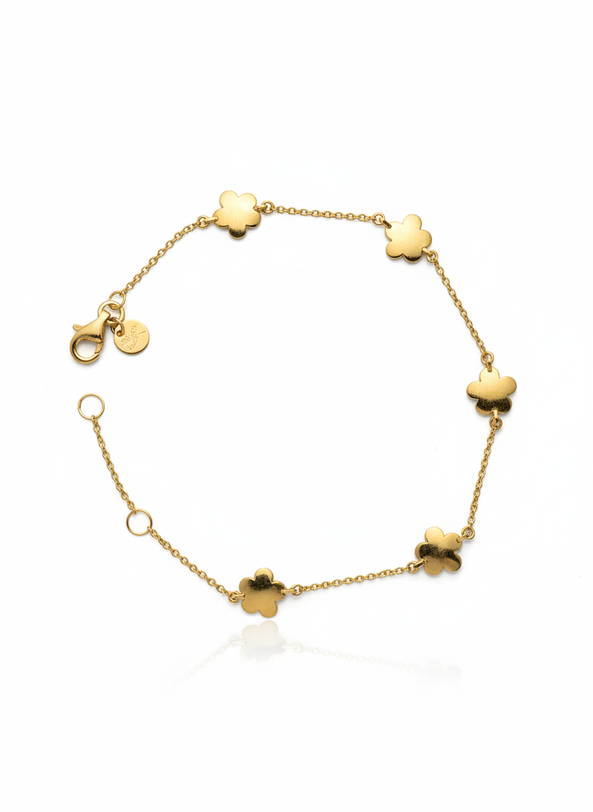 14krt geelgouden armband bloem | 19cm