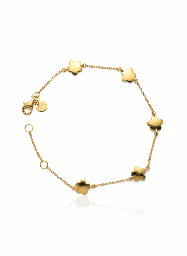 14krt geelgouden armband bloem | 19cm