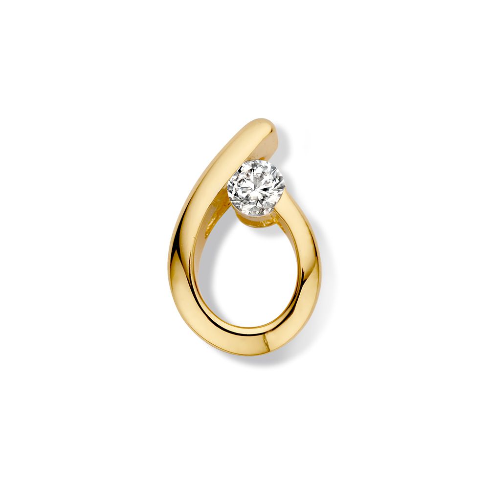 14krt geelgouden hanger zirkonia 13x8,5mm
