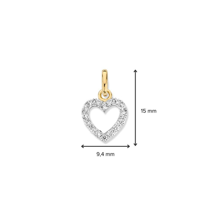 14krt geelgouden hanger zirkonia 15x9,4mm