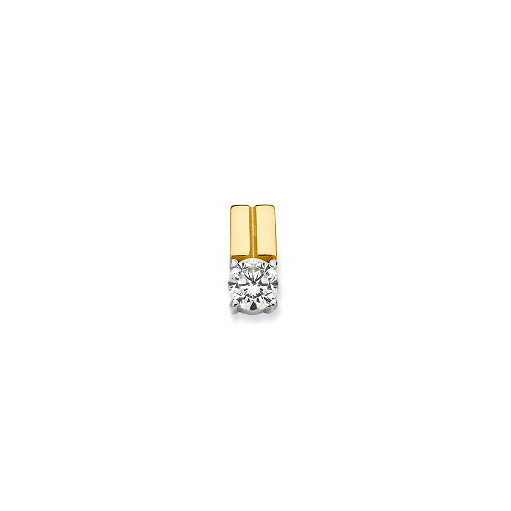 14krt bicolor gouden hanger zirkonia | 3,9x8,5mm
