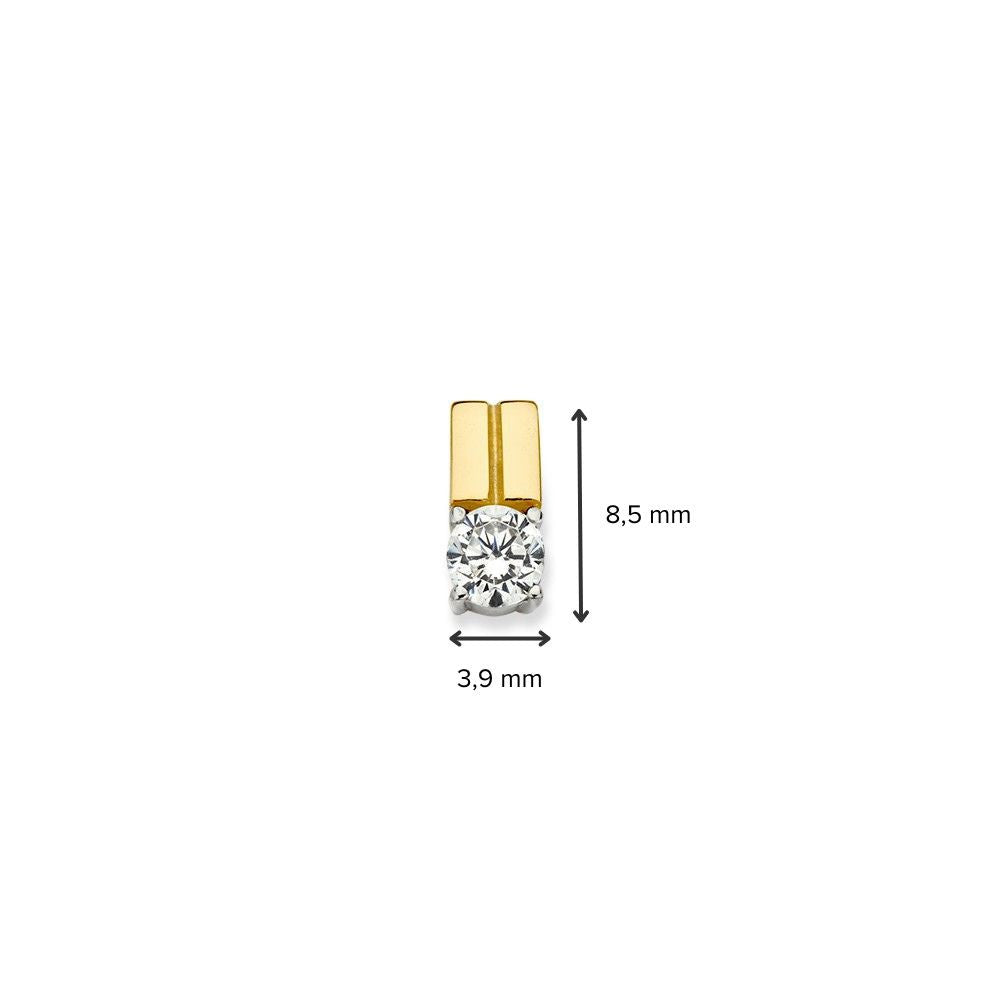 14krt bicolor gouden hanger zirkonia | 3,9x8,5mm