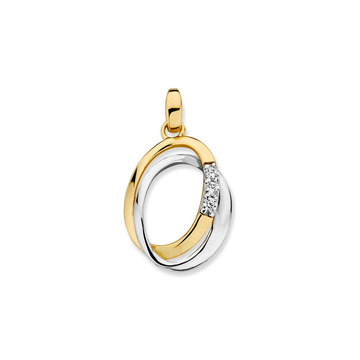 14krt bicolorgouden hanger zirkonia 22x13mm