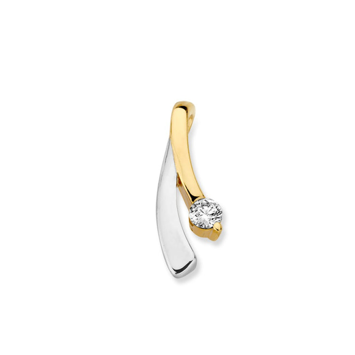 14krt bicolor gouden hanger zirkonia 17x6mm