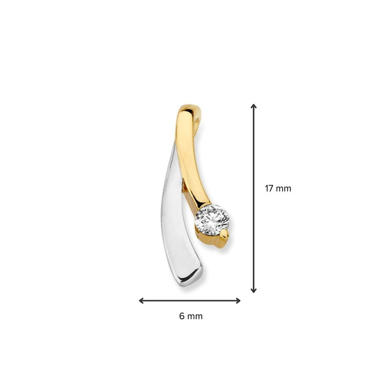 14krt bicolor gouden hanger zirkonia 17x6mm