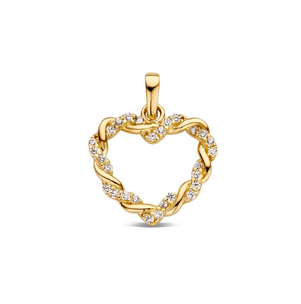 14krt geelgouden hanger zirkonia 14x18mm