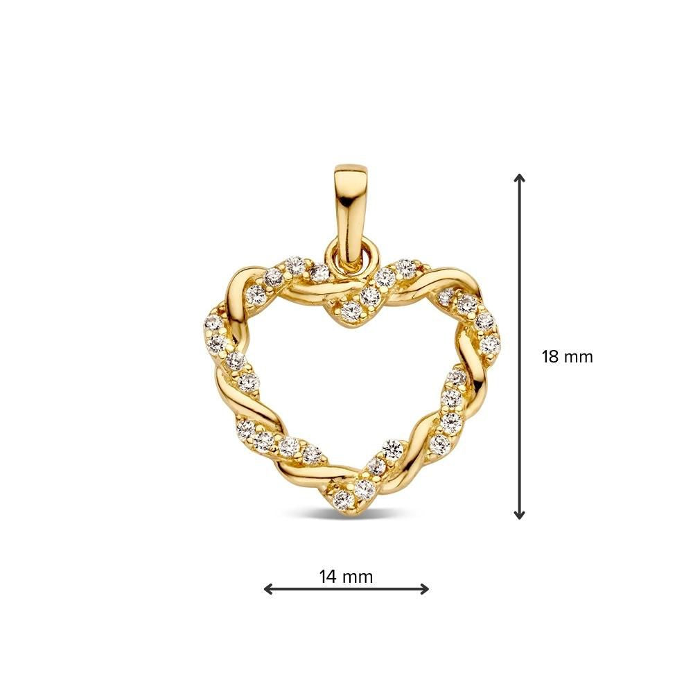 14krt geelgouden hanger zirkonia 14x18mm