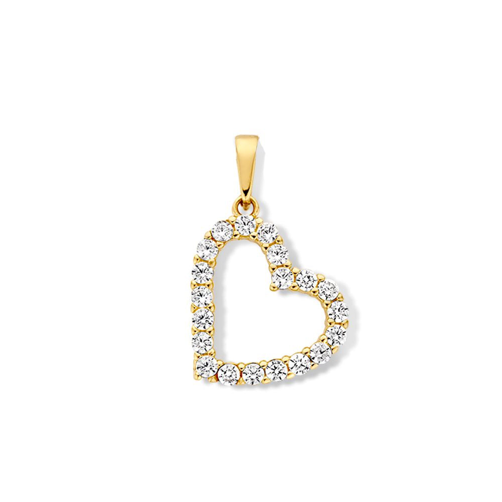 14krt geelgouden hanger zirkonia 20x14mm