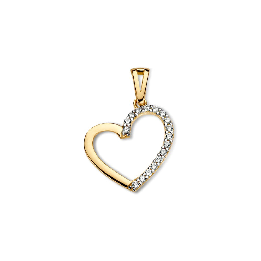14krt geelgouden hanger zirkonia 15x15mm